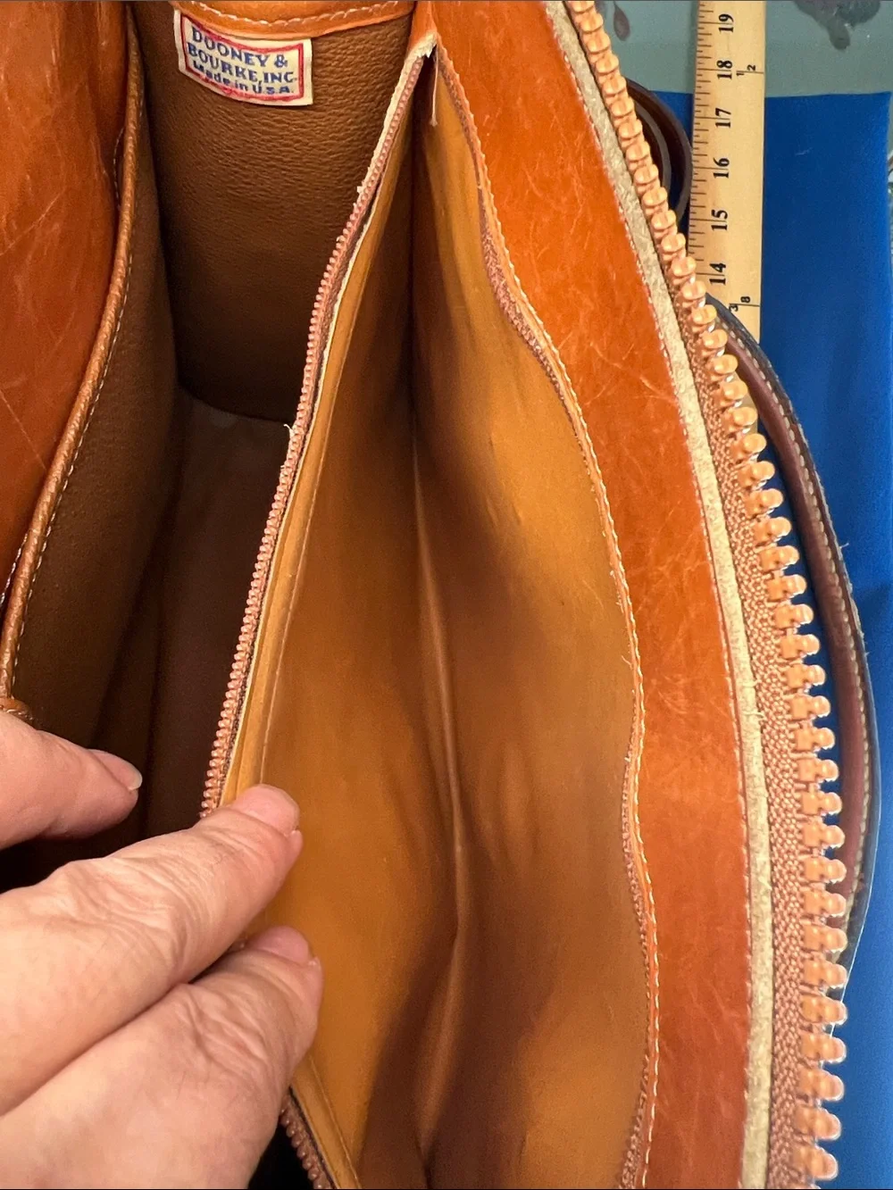 Dooney & Bourke Cream and Brown Pebbled Leather Satchel